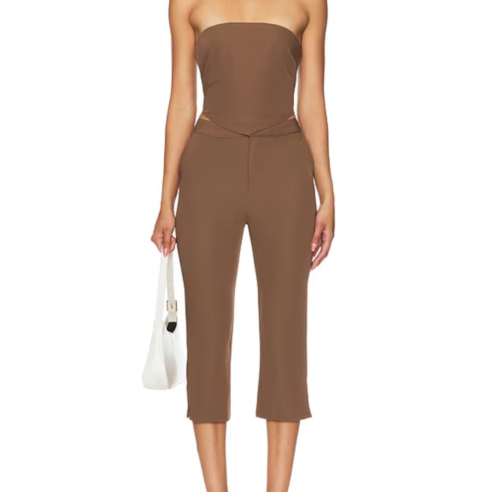 NWT REVOLVE X LOVERS & FRIENDS "NATASHA CROPPED PANT" IN MUSHROOM BROWN- XXS